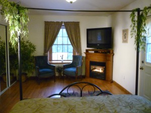 canopy bed, fireplace